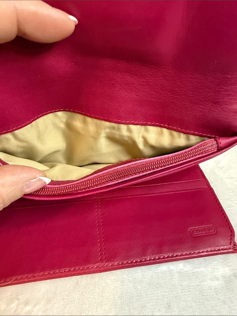 Coach Signature Canvas Wallet with Pink Trim